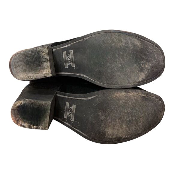 Toms Leila ankle booties black suede/gray wool block heels women’s size‎ 9.5 - Picture 6 of 7